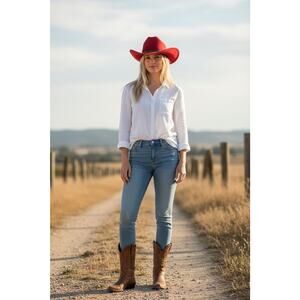 Eric Javits Wool RED LEOPARD PRINT BAND Felt Fedora Hat